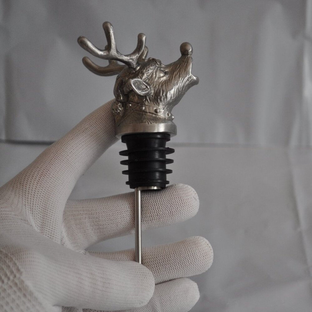 NEW Menagerie Rudolph the Red Nosed Reindeer Wine Pourer Aerator Stainless Steel